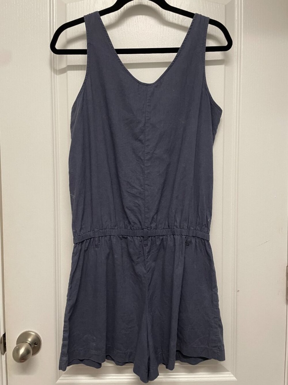 Entire Closet $5! New York & Company Gray Blue Linen Cotton Romper - Picture 3 of 13